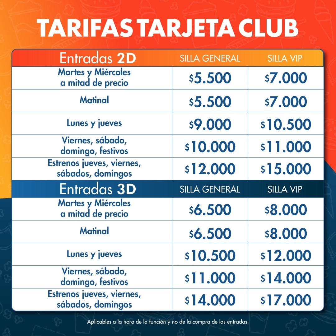 Tarifas Tarjeta Club